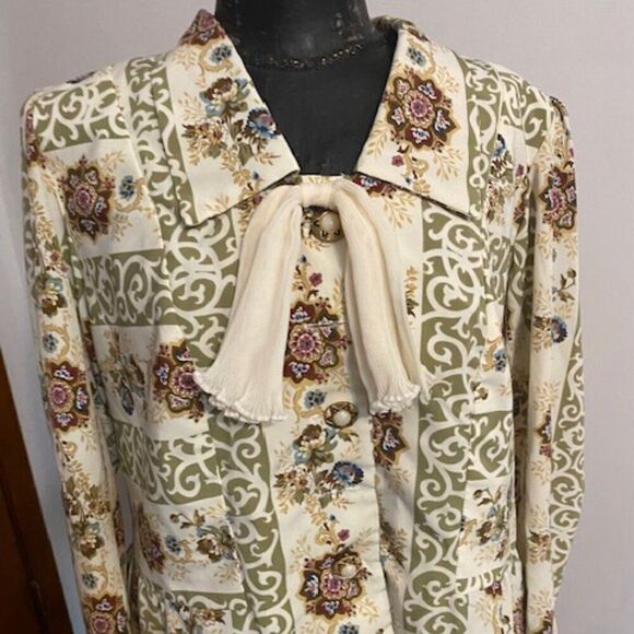 Jo Hanna York by Joan Davis Vintage White Floral print skirt set. size 14W - Picture 7 of 10